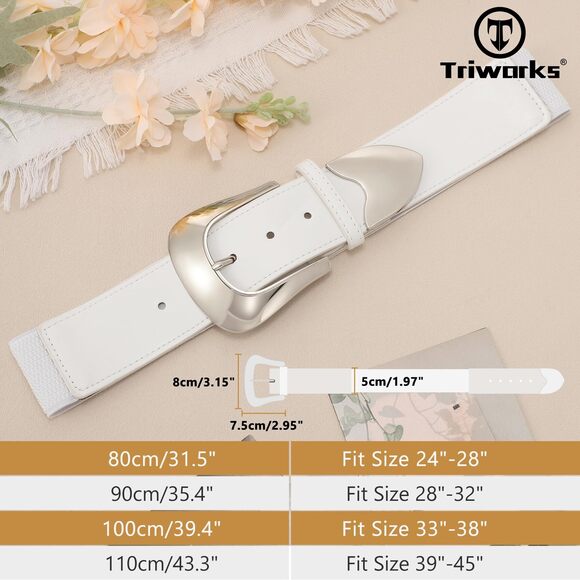 Women Wide Elastic Waist Belt For Dresses Fashion Silver Buckle Wide 2612 - Picture 5 of 7